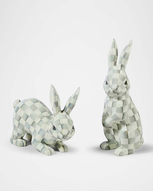 Sterling Check Trophy Bunnies, Set of 2